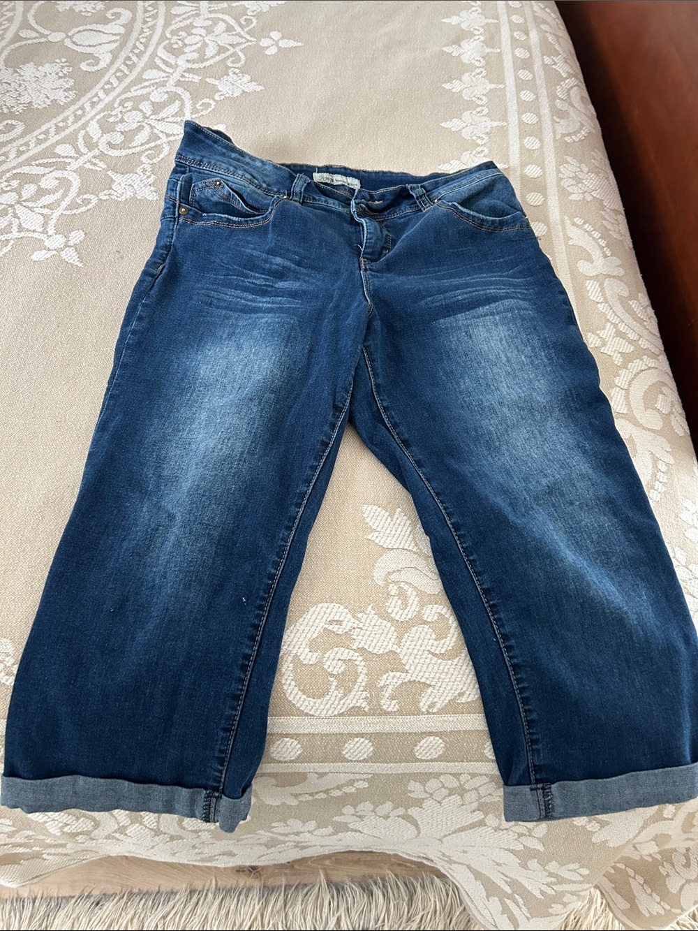 Women's Dark Blue Denim Jeans - Classic Mid-Rise
